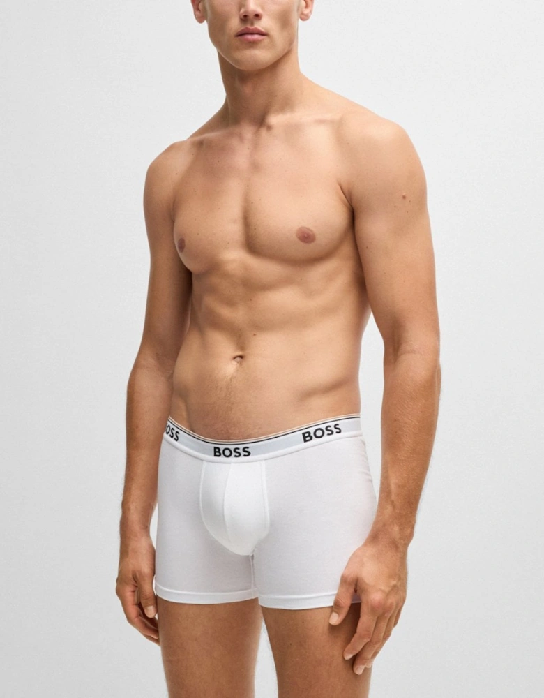 BOSS Orange Power Three Pack Mens Stretch Cotton Boxer Briefs With Logos NOS - White 100