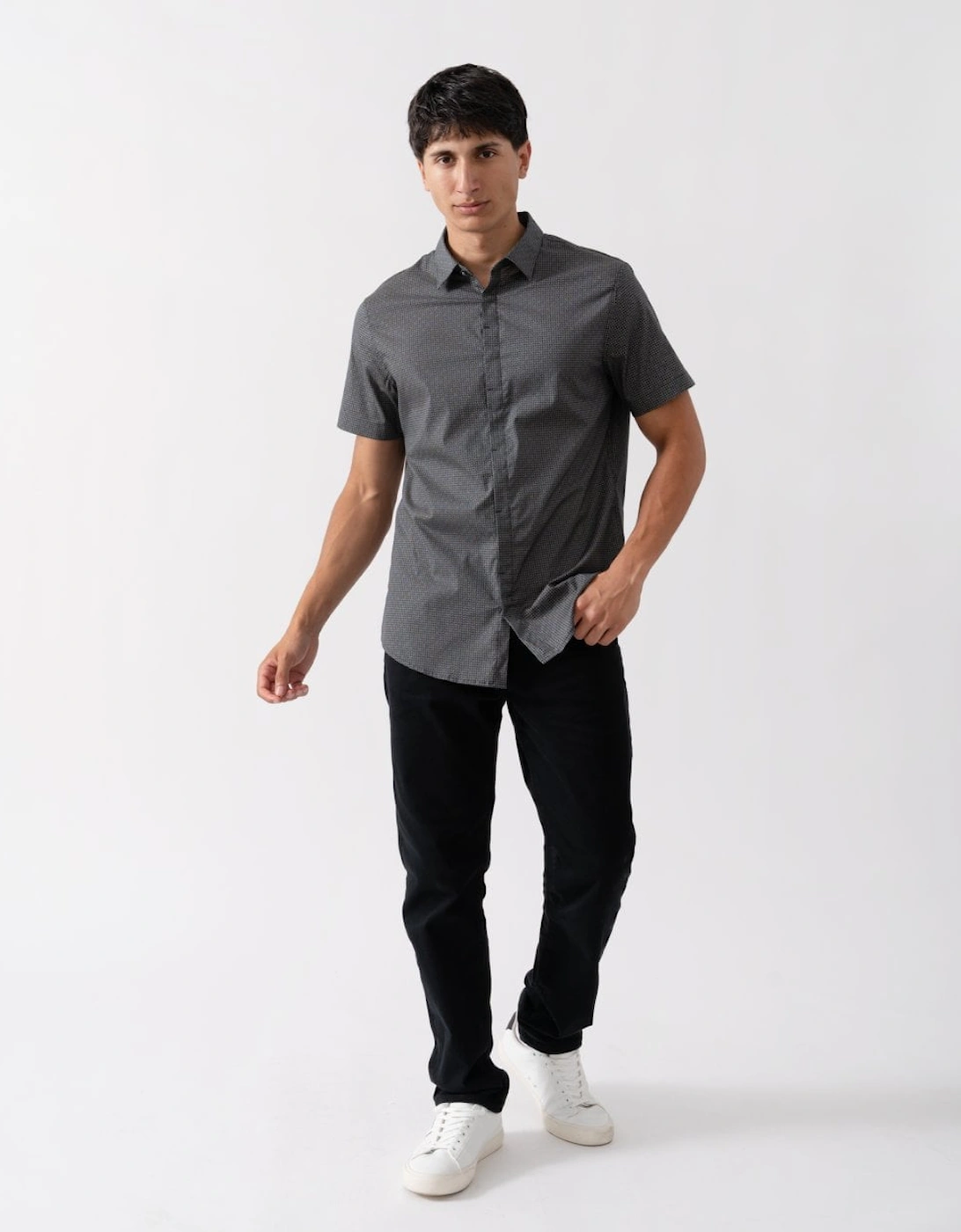 Mens Short Sleeve AOP Logo Pattern Shirt