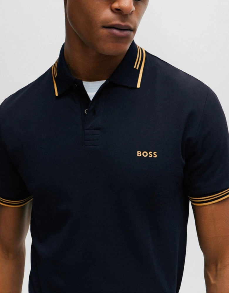 BOSS Green Paul Mens Short Sleeve Polo Shirt With Contrast Tipping NOS - Dark Blue 401