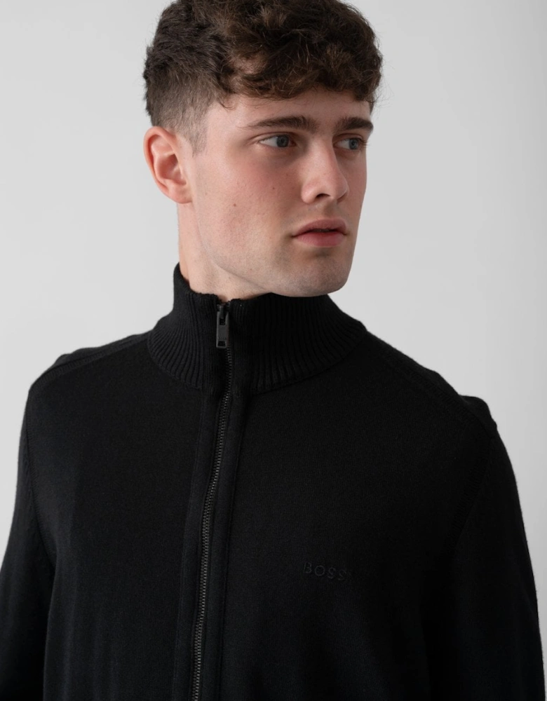 BOSS Orange Avac Mens Full Zip Funnel Neck Jumper - Black 001