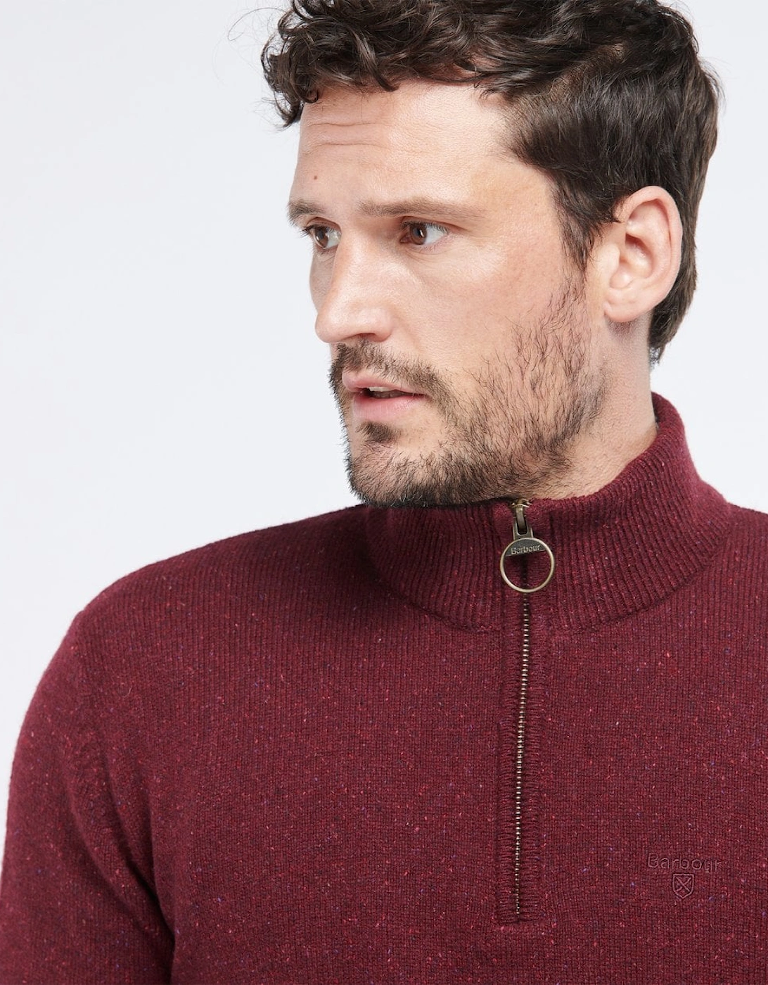 Tisbury Half Zip Mens Sweatshirt - Ruby