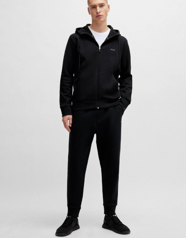 BOSS Green Saggy Mens Stretch Cotton Zip-Up Hoodie with Logo Print NOS - Black 001