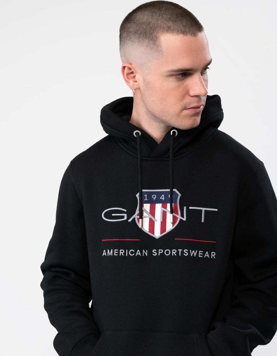 Mens Regular FIt Archive Shield Pullover Hoodie - 5 Black