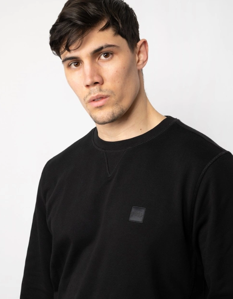 BOSS Orange Westart Mens Crew Neck Sweatshirt With Logo Patch NOS - Black 001