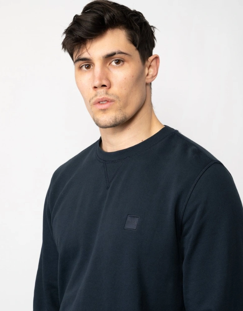 BOSS Orange Westart Mens Crew Neck Sweatshirt With Logo Patch NOS - Dark Blue 404