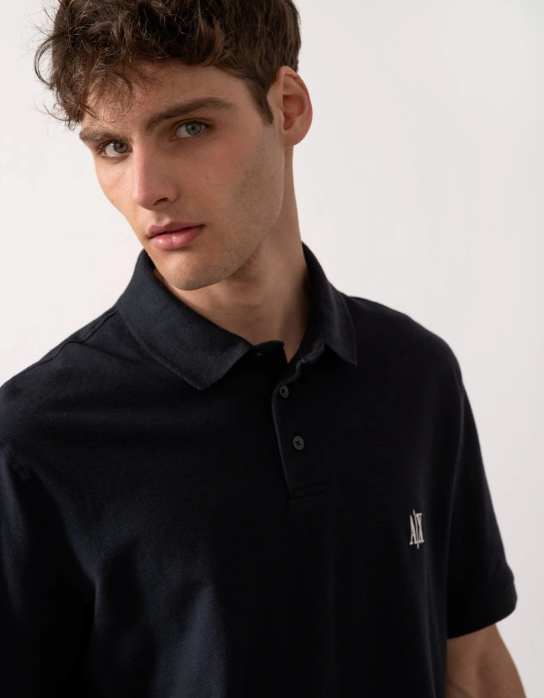 Mens Embroidered A|X Monogram Short Sleeve Polo Shirt - Deep Navy UB101