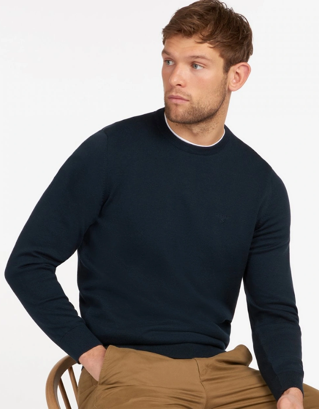 Pima Cotton Mens Crew Sweatshirt - Navy