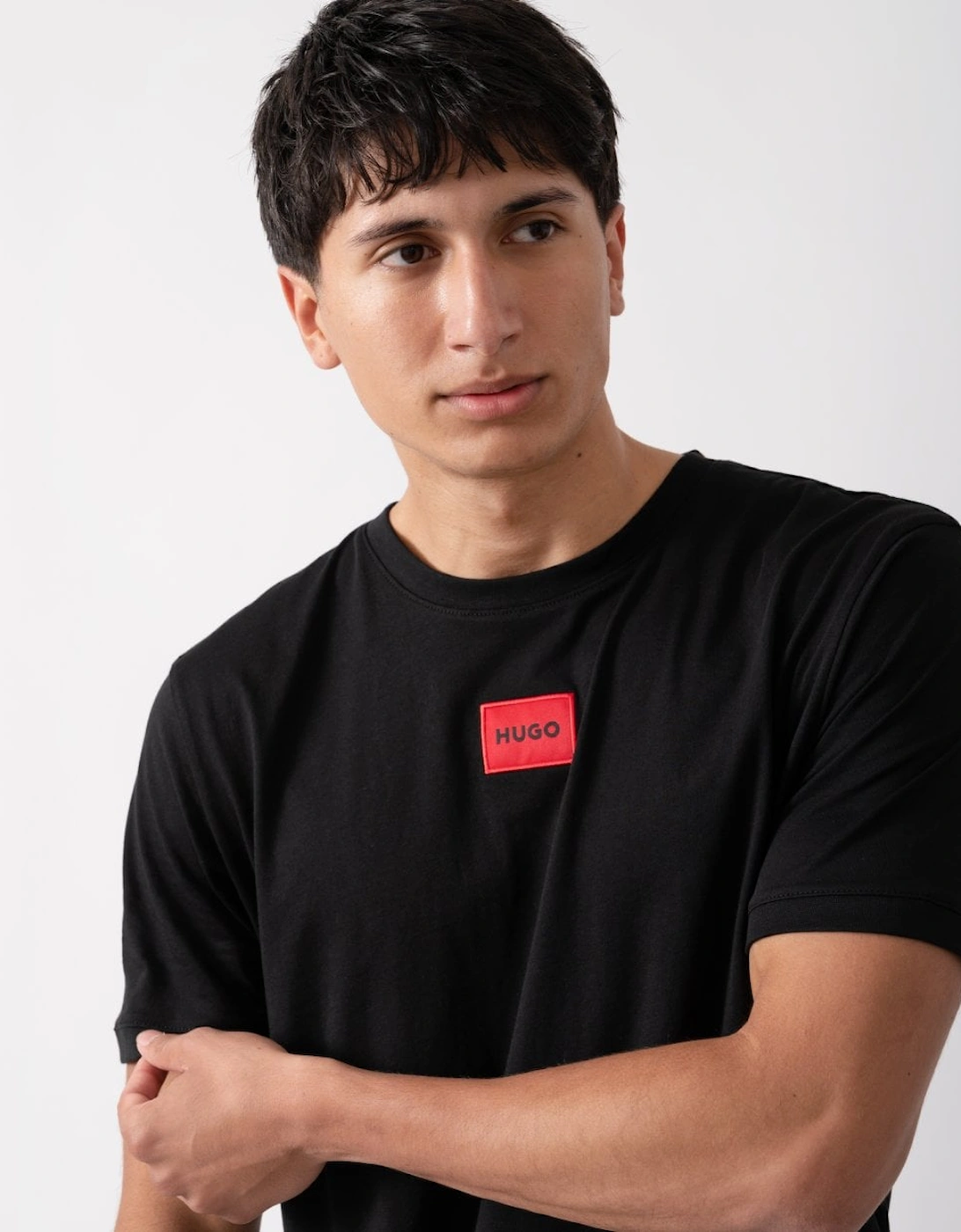 HUGO Diragolino212 Label Logo Mens T-Shirt NOS - Black 001