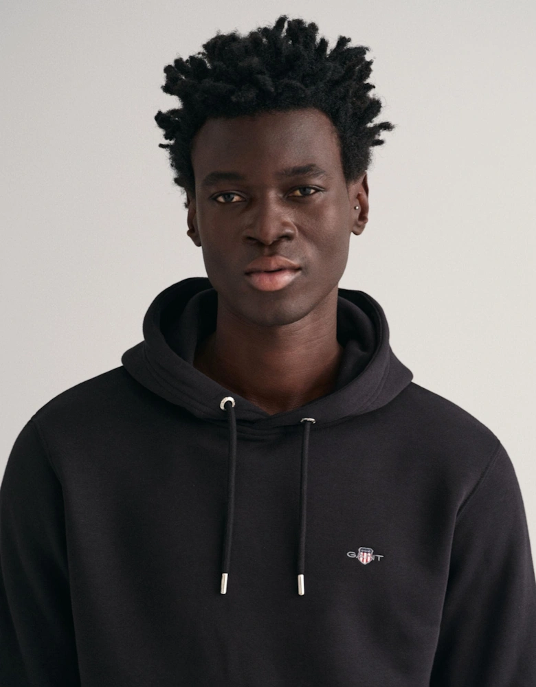 Mens Regular Fit Shield Logo Pullover Hoodie - 5 Black