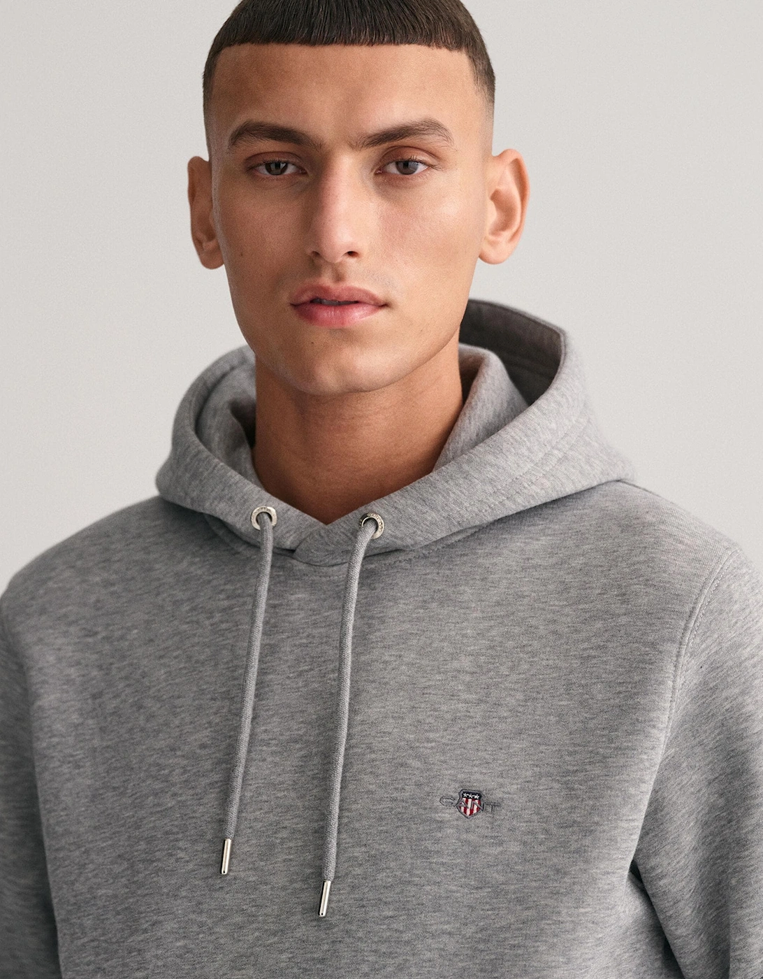 Mens Regular Fit Shield Logo Pullover Hoodie - 93 Grey Melange