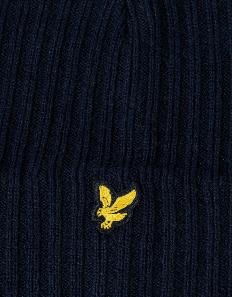 Lyle & Scott Knitted Ribbed Beanie - Z271 Dark Navy