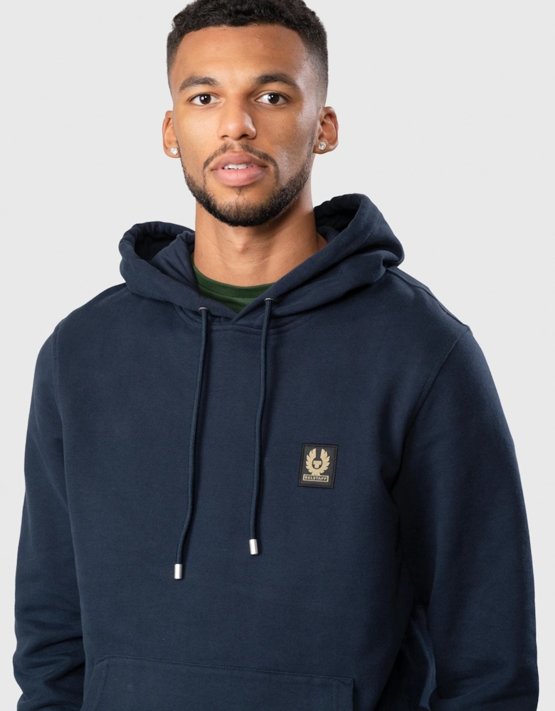 Mens Pullover Logo Patch Hoodie - Dark Ink