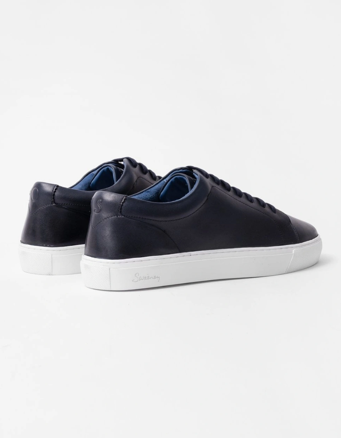 Hayle Antiqued Calf Leather Mens Trainers - Navy