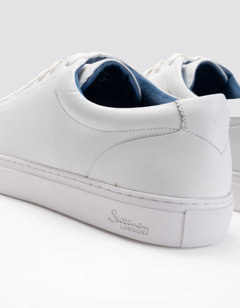 Hayle Antiqued Calf Leather Mens Trainers - White