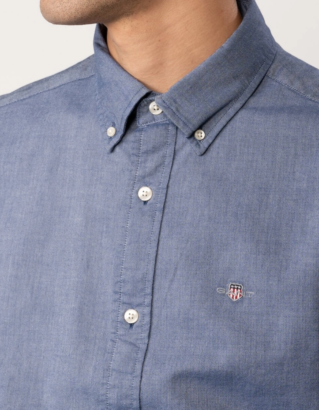 Mens Slim Fit Long Sleeve Oxford Shirt - 423 Persian Blue