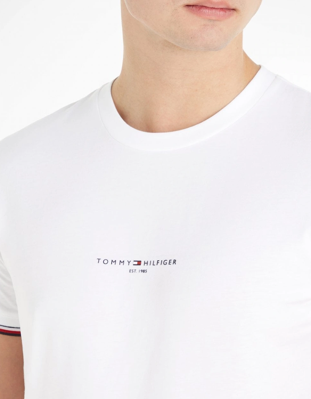Tommy Logo Tipped Mens T-Shirt - White