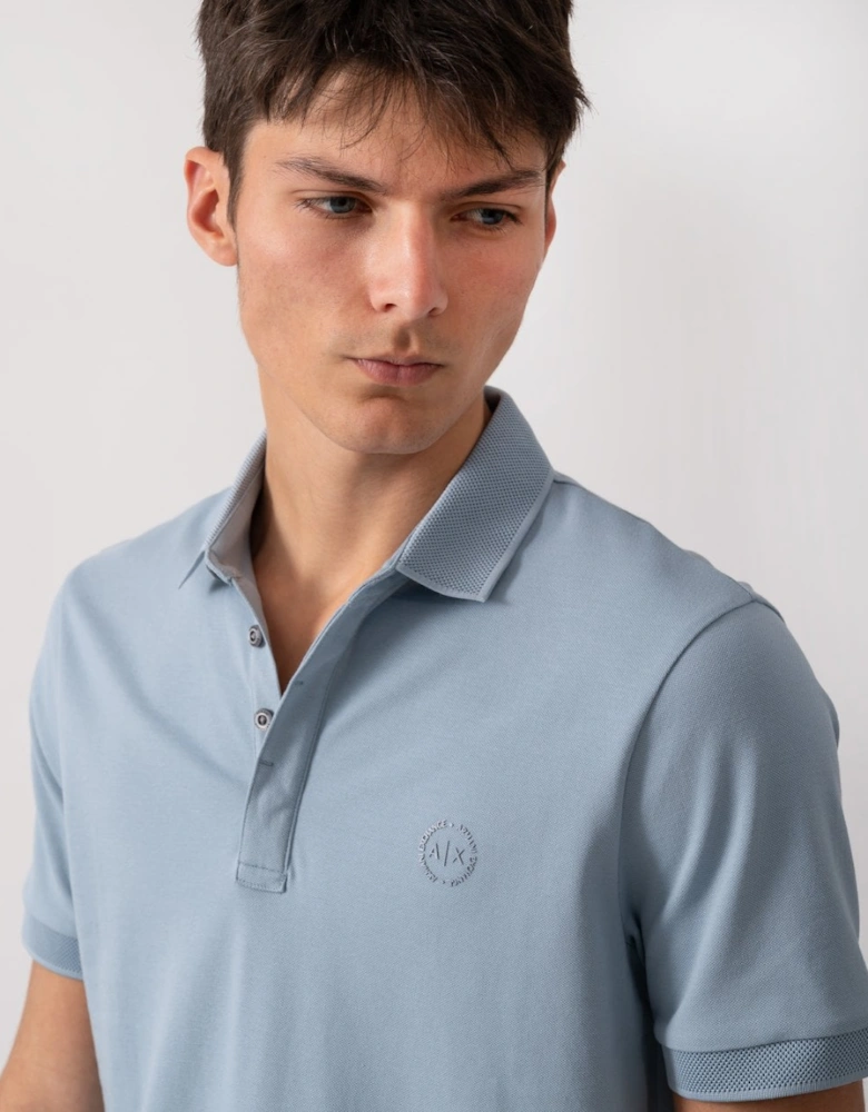 Mens Short Sleeve Micro Logo Polo Shirt - Ashley Blue U9287