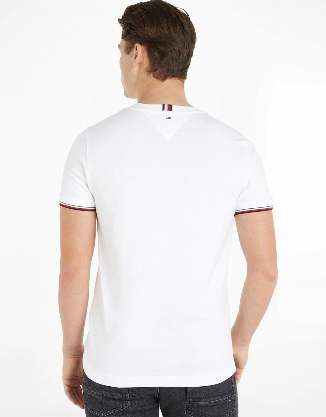 Tommy Logo Tipped Mens T-Shirt - White