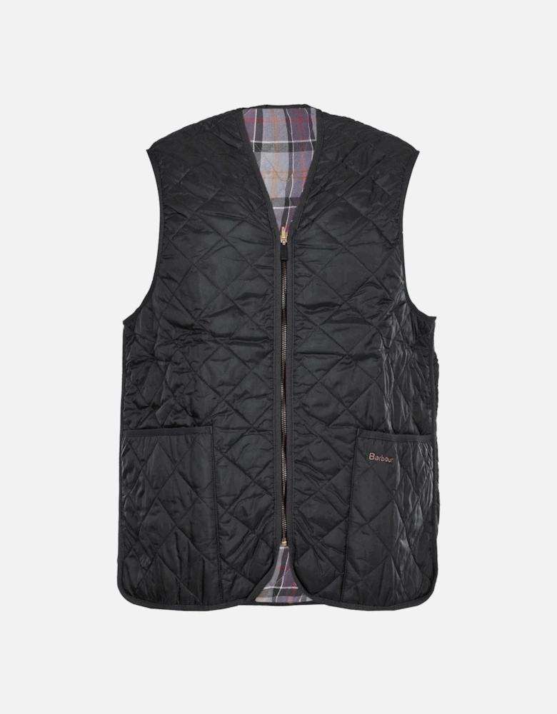 Quilted Mens Waistcoat/Zip-In Liner - Black/Modern