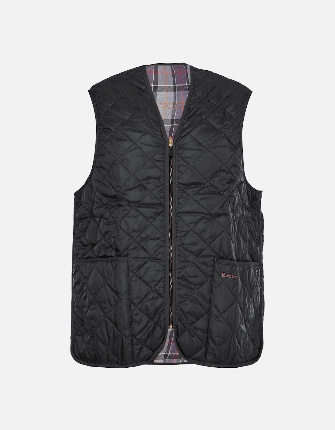 Quilted Mens Waistcoat/Zip-In Liner - Black/Modern