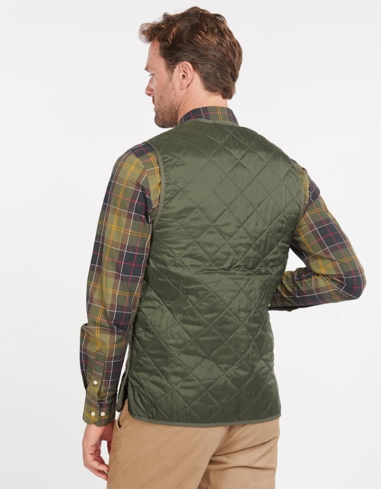 Quilted Mens Waistcoat/Zip-In Liner - Olive/Classic