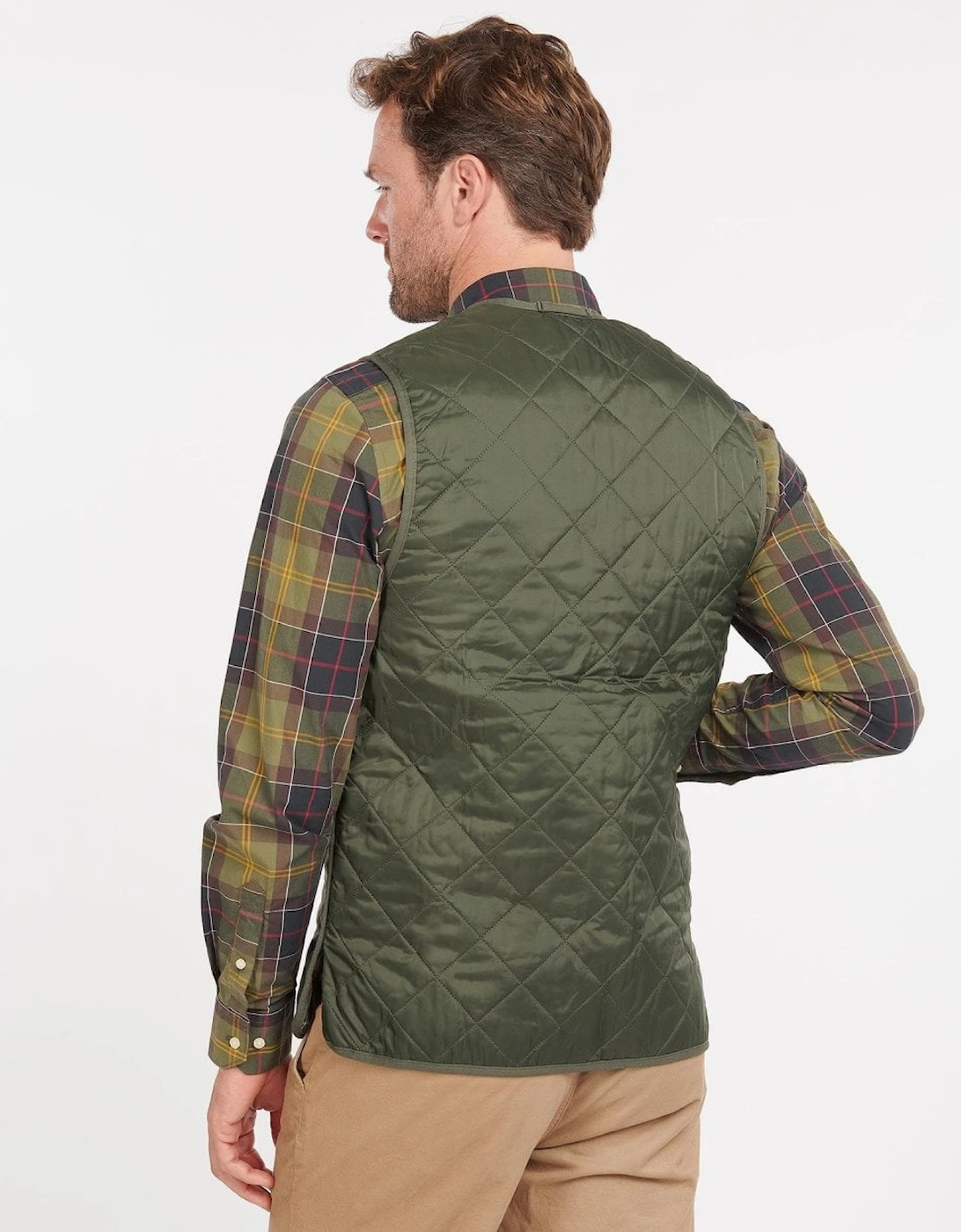 Quilted Mens Waistcoat/Zip-In Liner - Olive/Classic