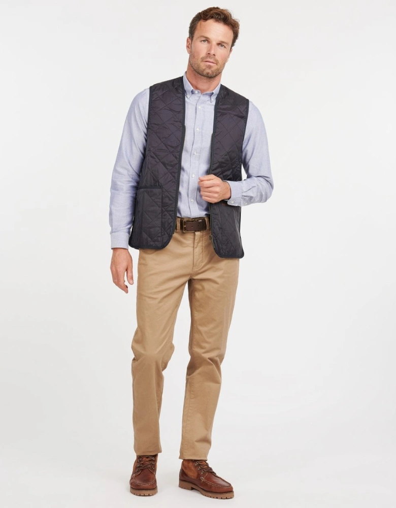 Quilted Mens Waistcoat/Zip-In Liner - Navy/Dress