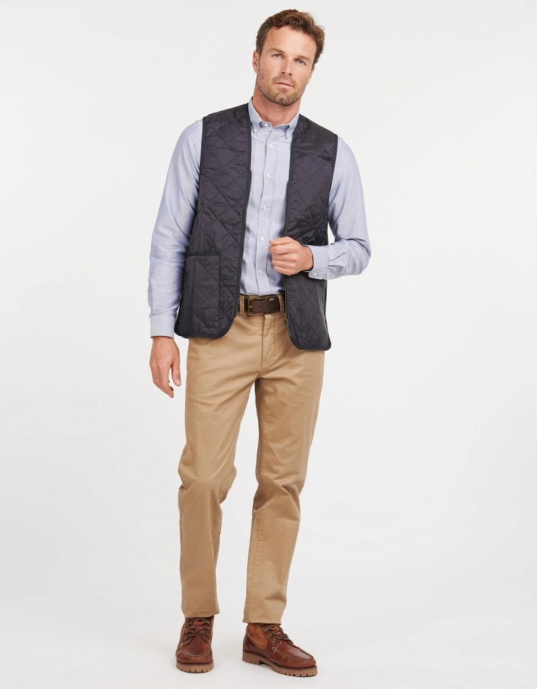 Quilted Mens Waistcoat/Zip-In Liner - Navy/Dress