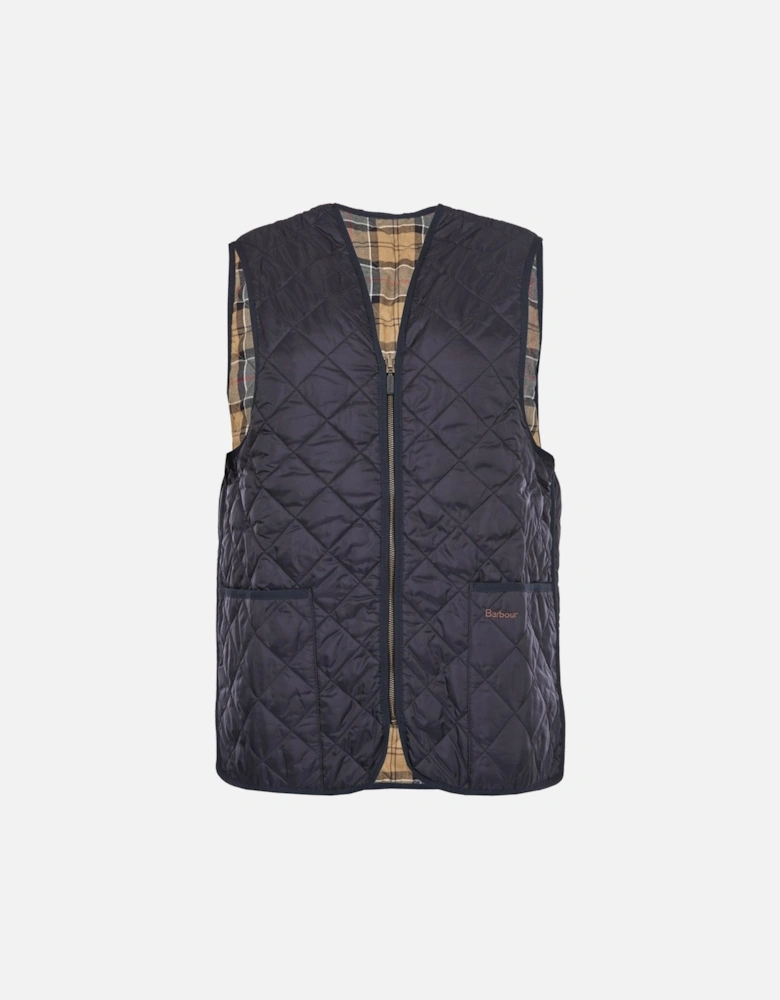 Quilted Mens Waistcoat/Zip-In Liner - Navy/Dress