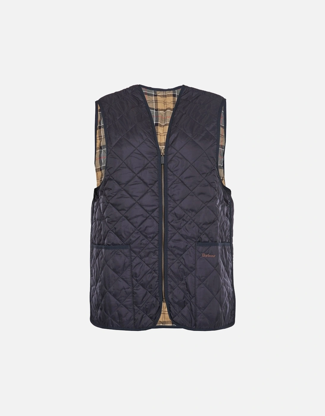 Quilted Mens Waistcoat/Zip-In Liner - Navy/Dress