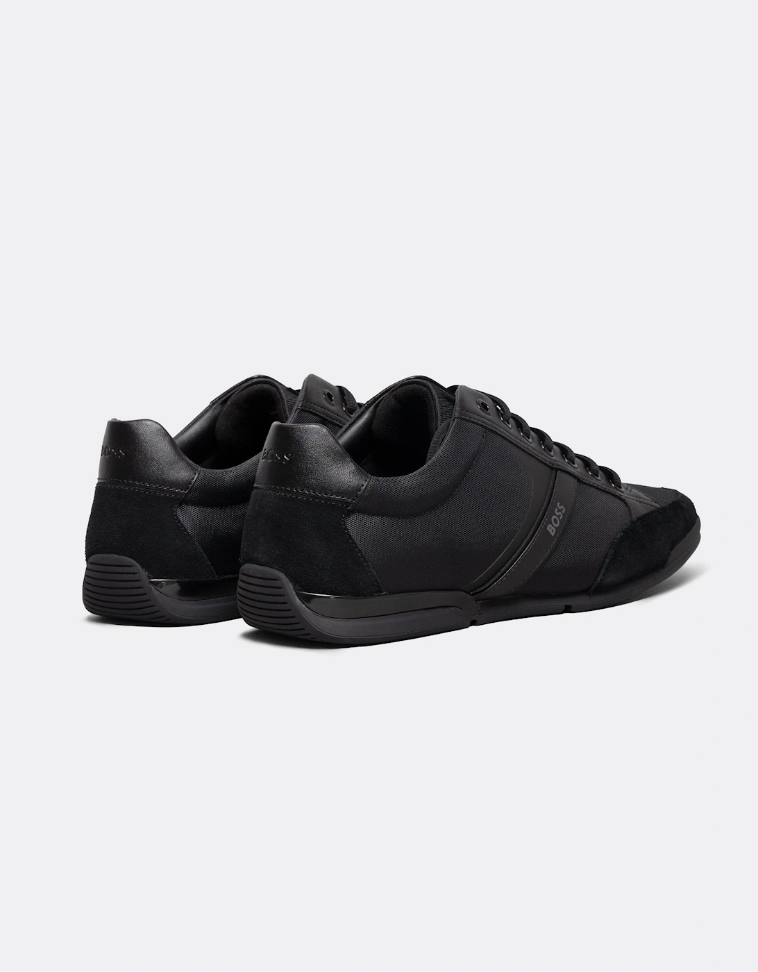 BOSS Orange Saturn Mens Low Profile Mixed Material Trainers With Suede and Faux Leather NOS - Black 001