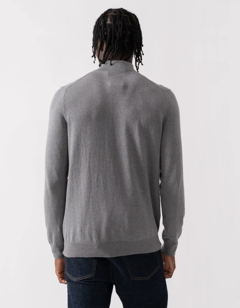 Lyle & Scott Cotton Merino Mens Quarter Zip Jumper - T28 Mid Grey Marl