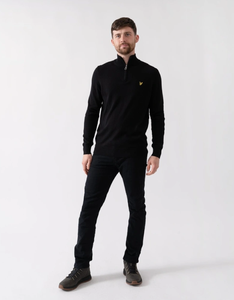 Lyle & Scott Cotton Merino Mens Quarter Zip Jumper - Z865 Jet Black