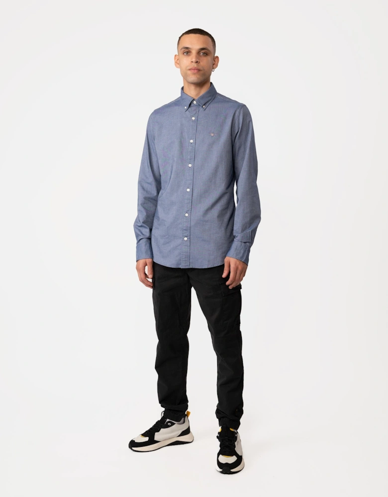 Mens Slim Fit Long Sleeve Oxford Shirt - 423 Persian Blue