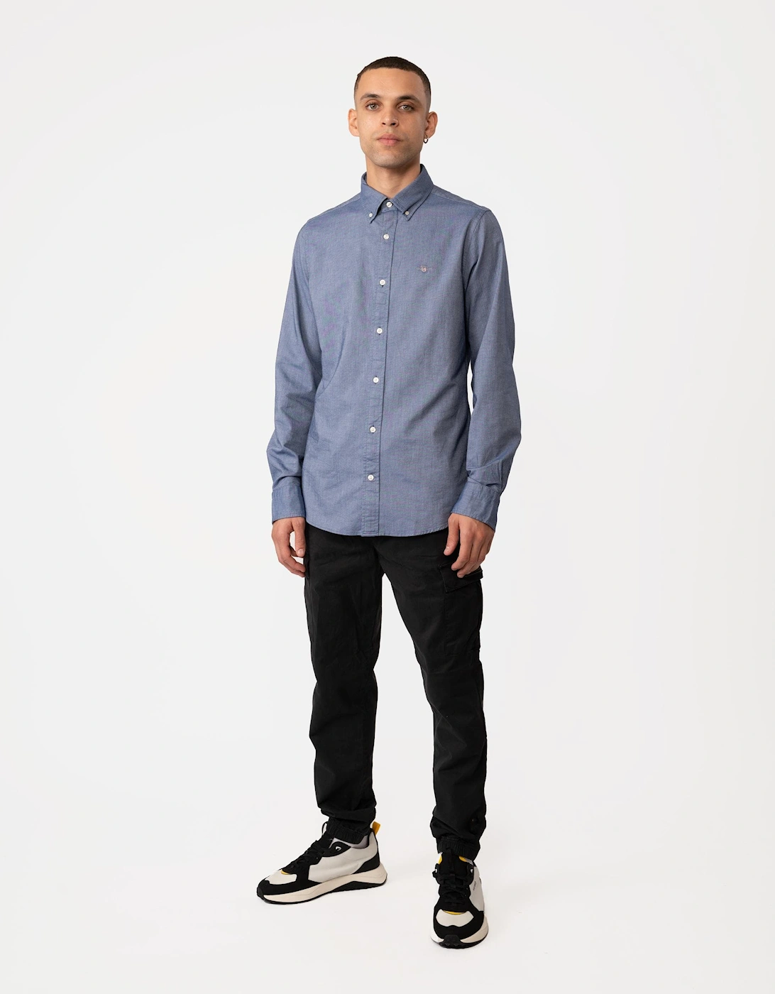 Mens Slim Fit Long Sleeve Oxford Shirt - 423 Persian Blue