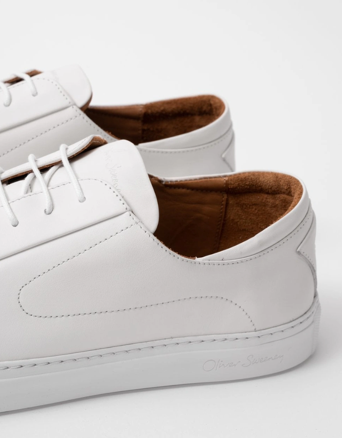 Sirolo Mens Calf Leather Lightweight Trainers - White