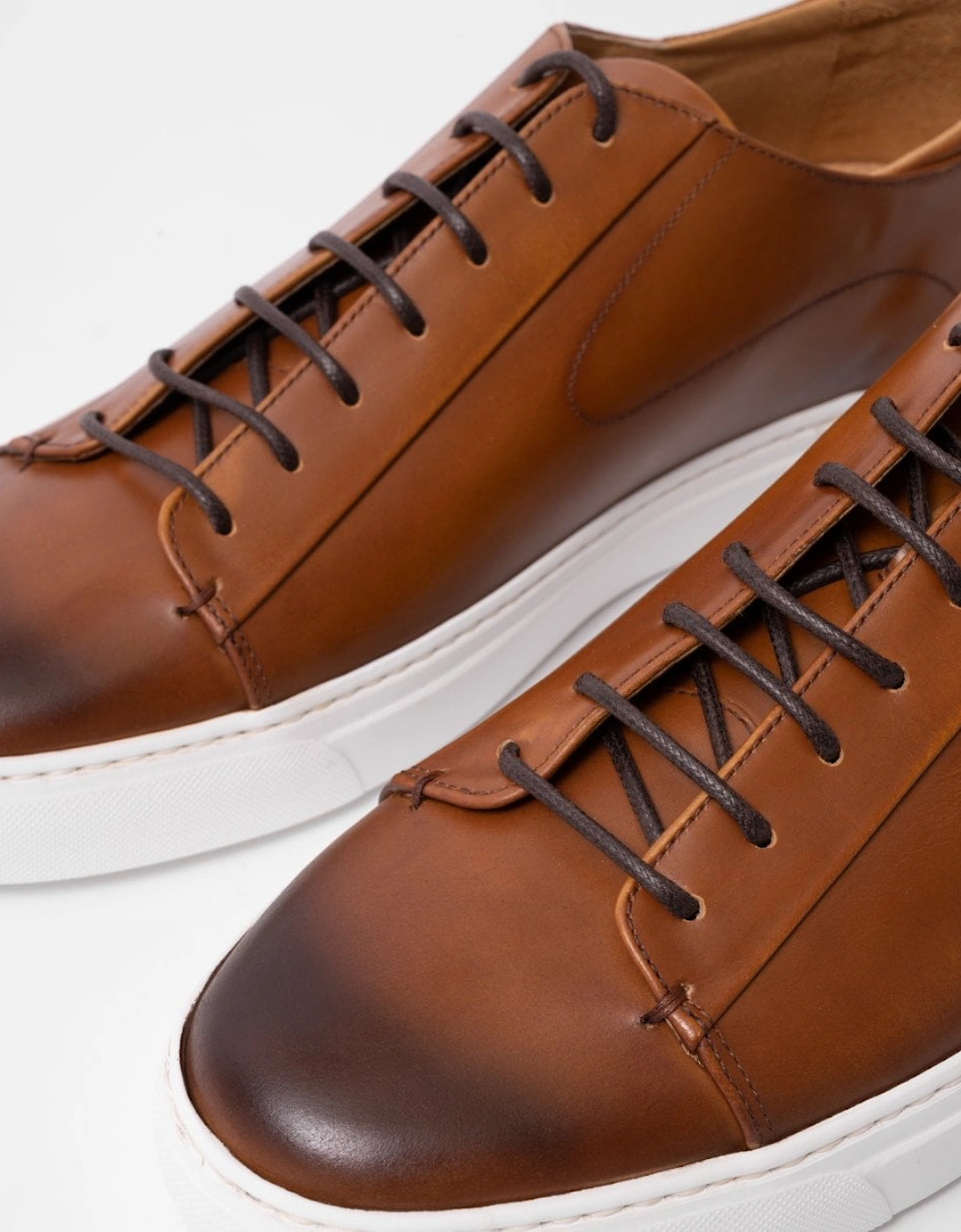 Sirolo Mens Calf Leather Lightweight Trainers - Tan