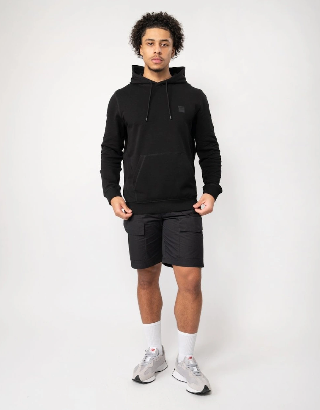 BOSS Orange Wetalk Mens Pullover Hoodie With Logo Patch NOS - Black 001