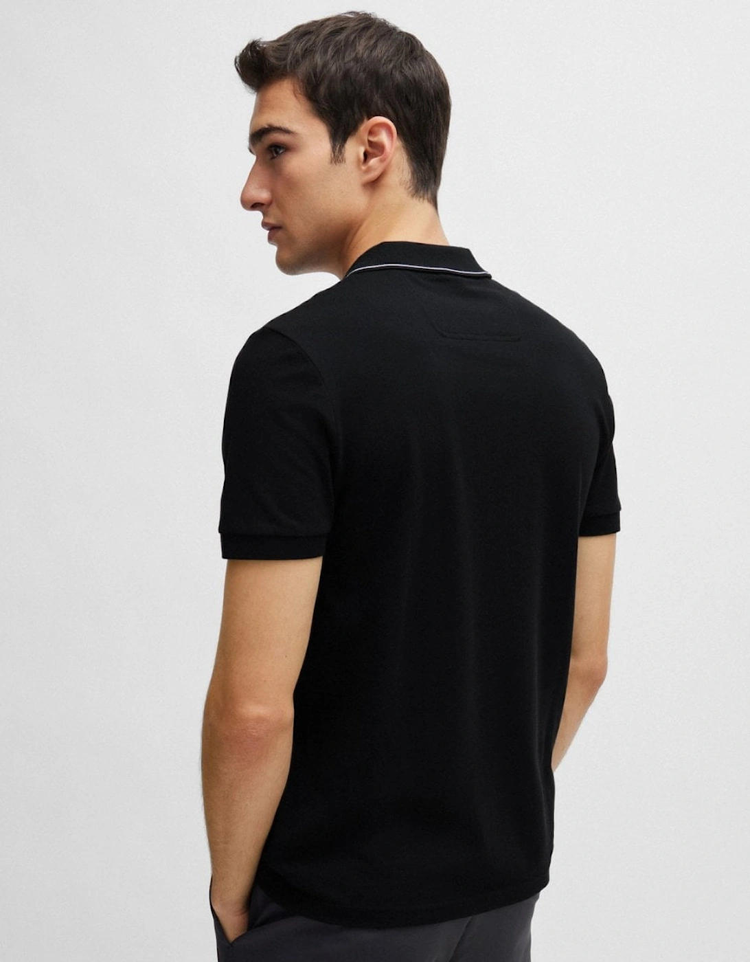 BOSS Green Paule 4 Mens Tipped Collar Polo Shirt NOS - Black 003