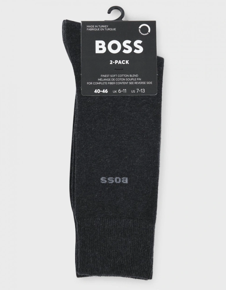 BOSS Orange 2-Pack Mens Regular Length Socks in a Cotton Blend NOS - Charcoal 012