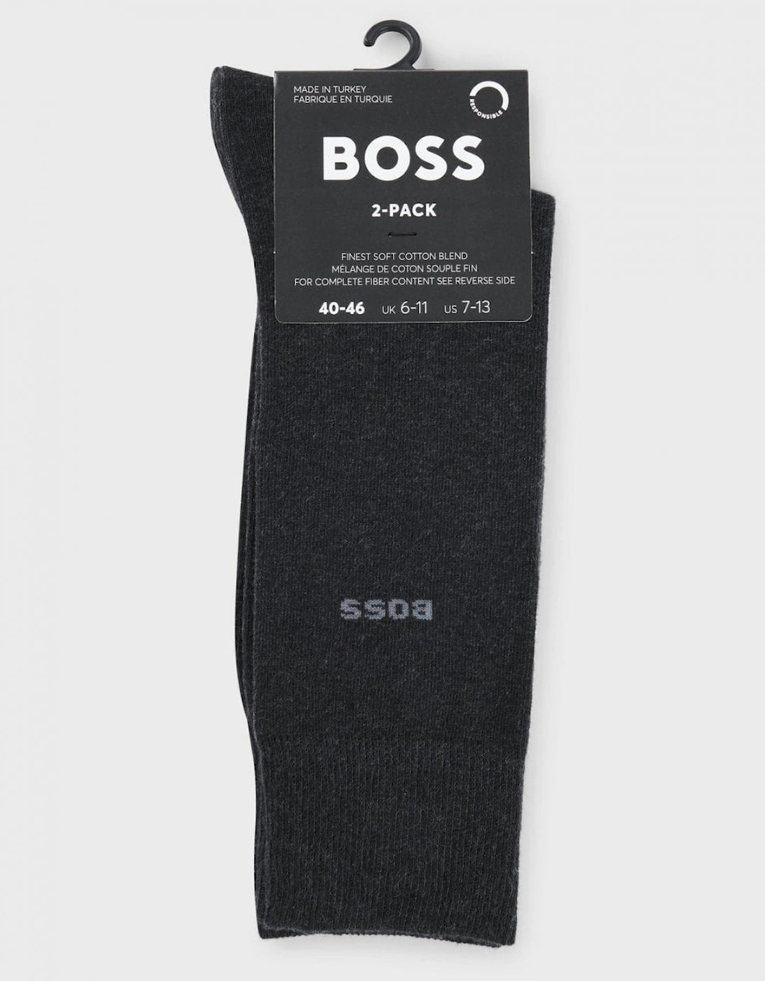 BOSS Orange 2-Pack Mens Regular Length Socks in a Cotton Blend NOS - Charcoal 012