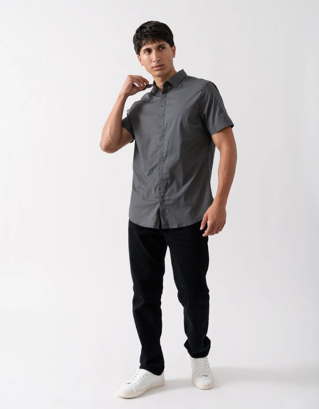 Mens Short Sleeve AOP Logo Pattern Shirt