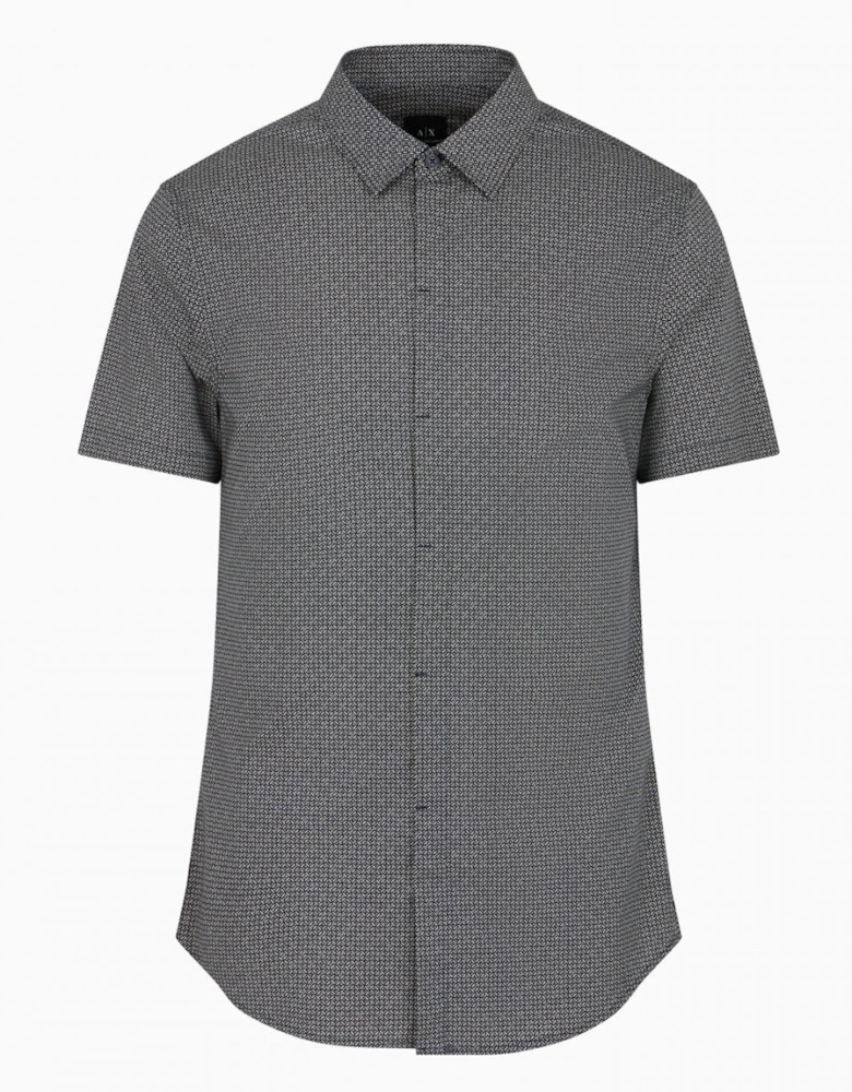 Mens Short Sleeve AOP Logo Pattern Shirt