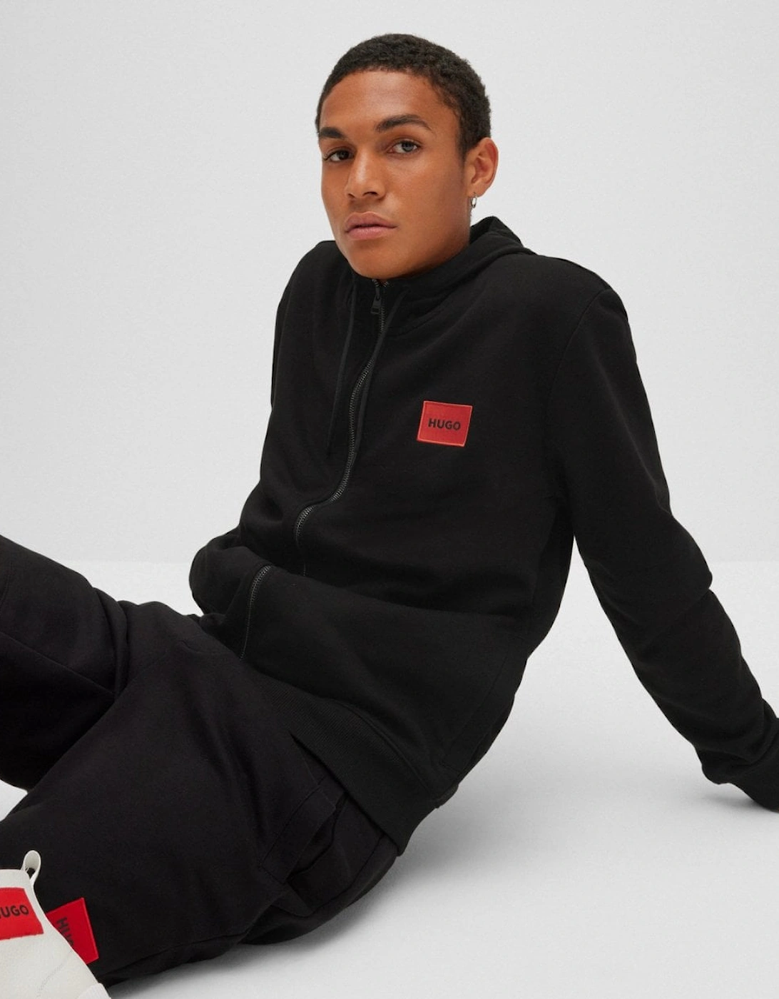 HUGO Daple212 Mens Zip Through Hoodie - Black 001