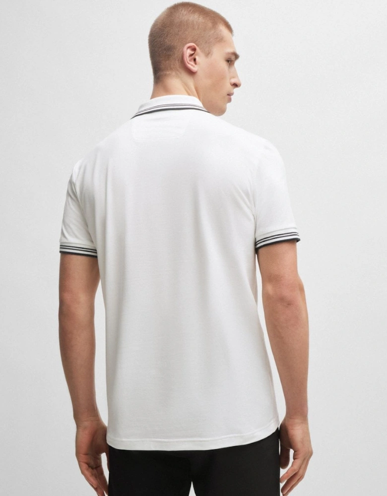 BOSS Green Paul Mens Short Sleeve Polo Shirt With Contrast Tipping NOS - White 100