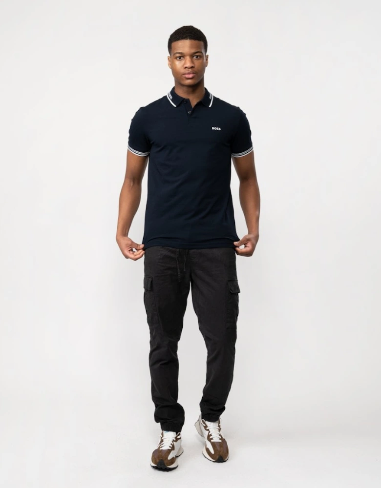 BOSS Green Paul Mens Short Sleeve Polo Shirt With Contrast Tipping NOS - Dark Blue 402