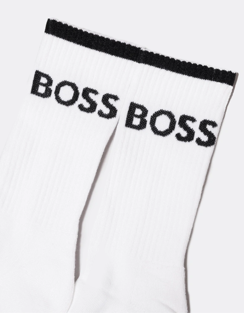 BOSS Orange 6 Pack Mens Stripe Combed Cotton Quarter Length Socks NOS - White 100