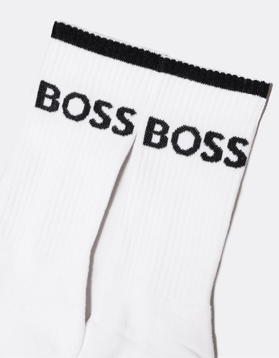 BOSS Orange 6 Pack Mens Stripe Combed Cotton Quarter Length Socks NOS - White 100