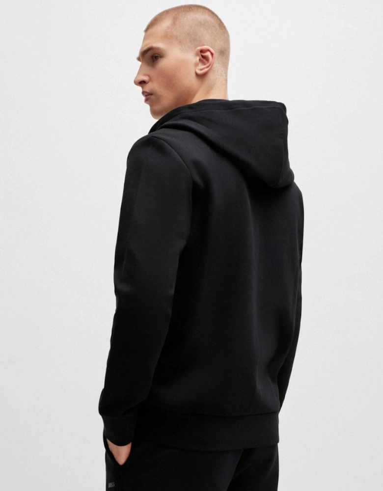 BOSS Green Saggy Mens Stretch Cotton Zip-Up Hoodie with Logo Print NOS - Black 001