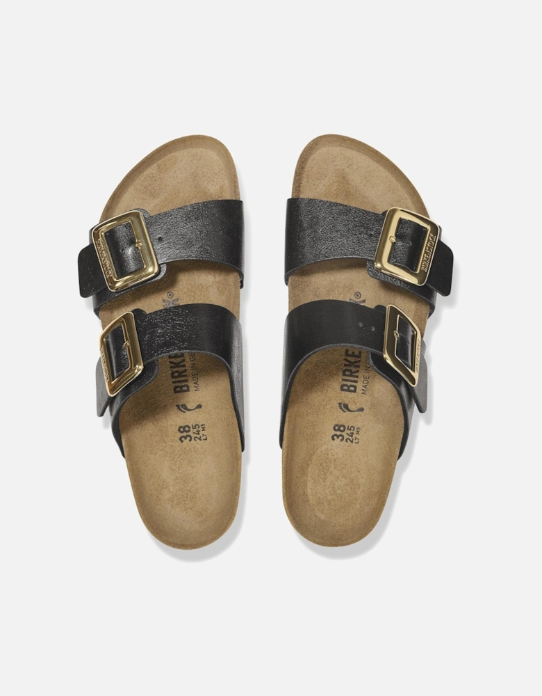 Sydney Cushion Big Buckle Womens Birko-Flor Patent Sandals - Graceful Licorice